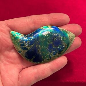 Vintage Signed Andre Gagnon Blue/Green/Gold Brooch